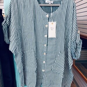 Blue Striped Button Down Shirt